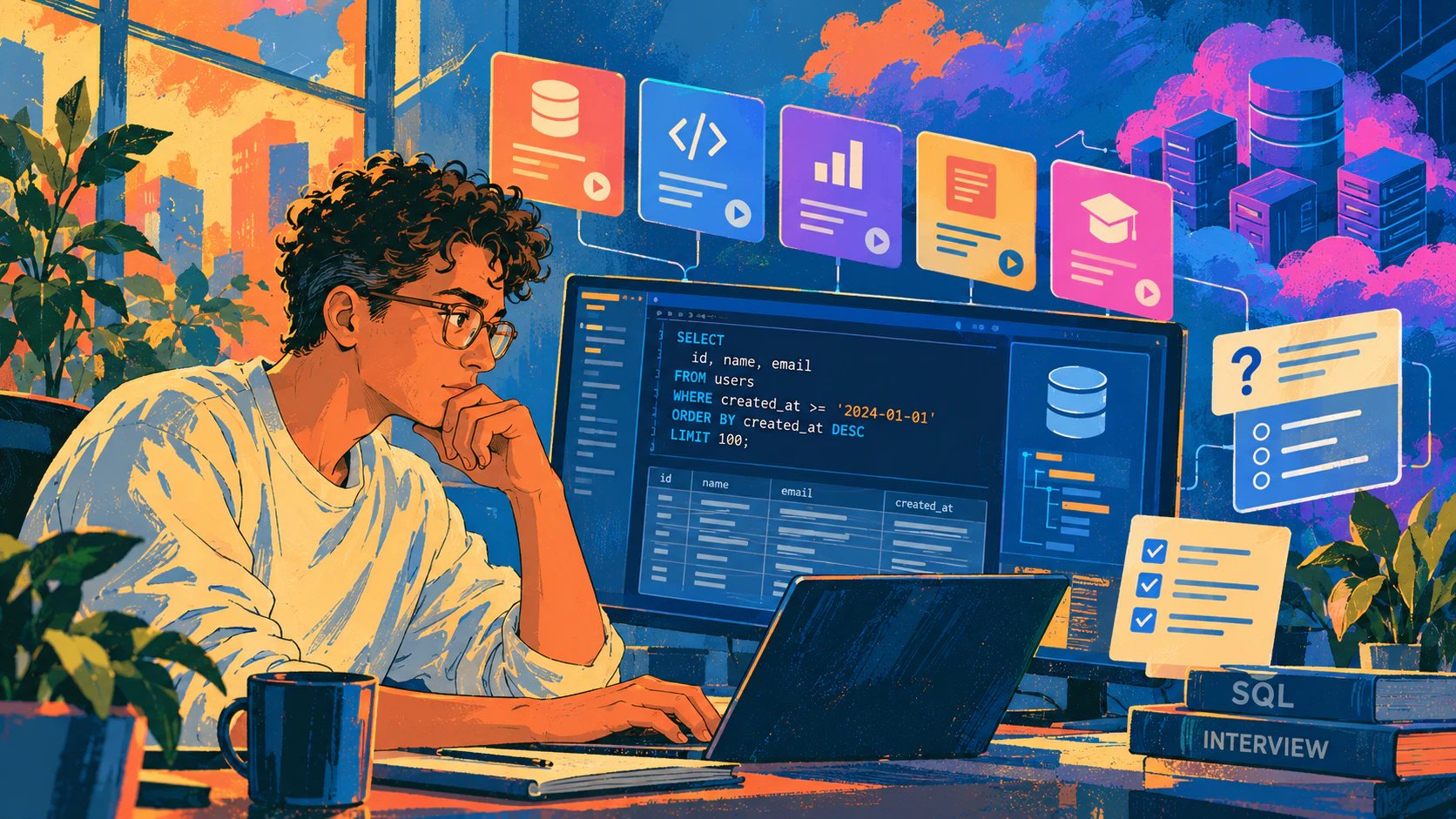 Обложка: Практика SQL онлайн: 5 сервисов с задачами и подготовкой к собеседованиям в 2026 году