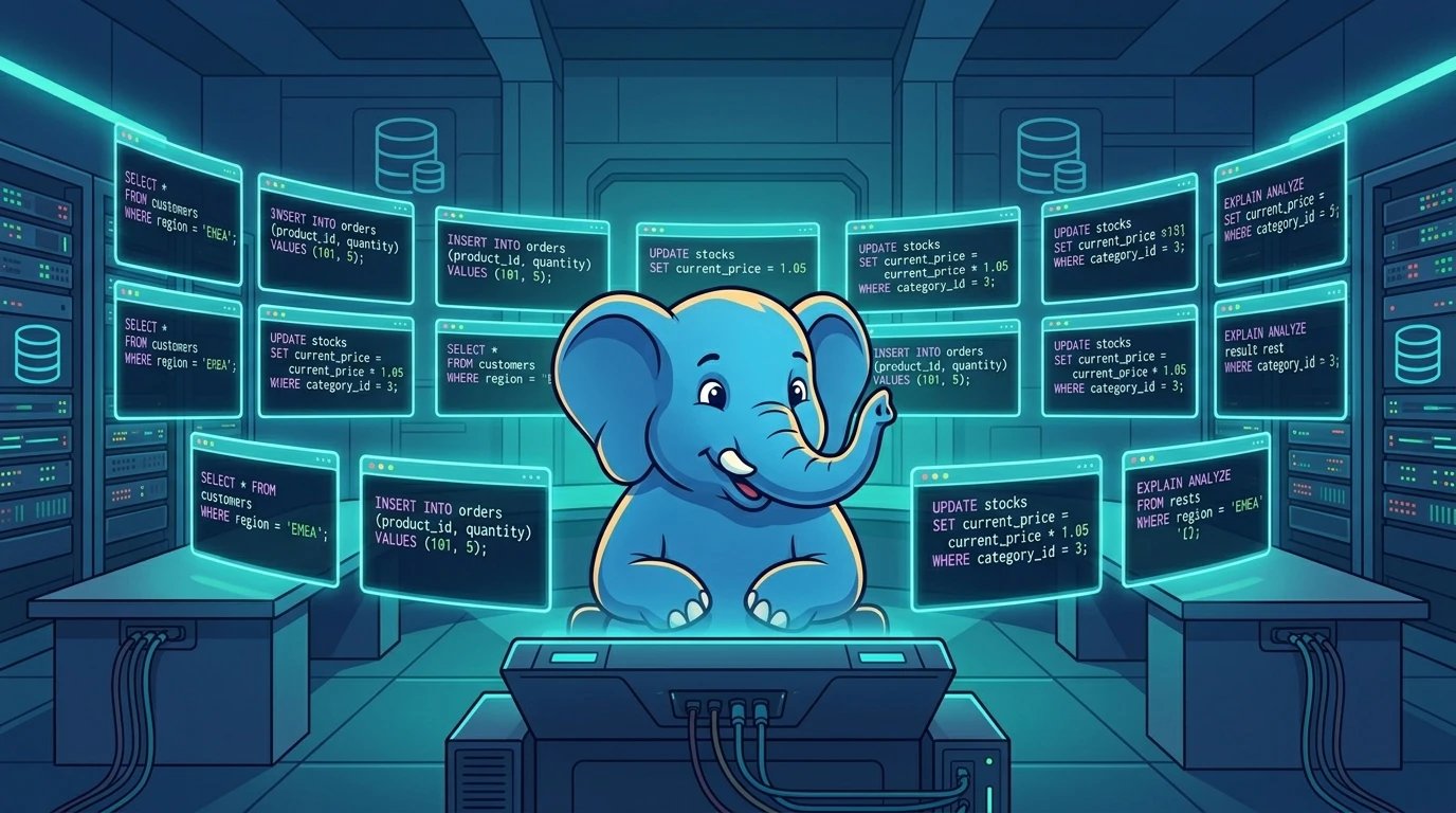 Обложка: 15 полезных команд PostgreSQL