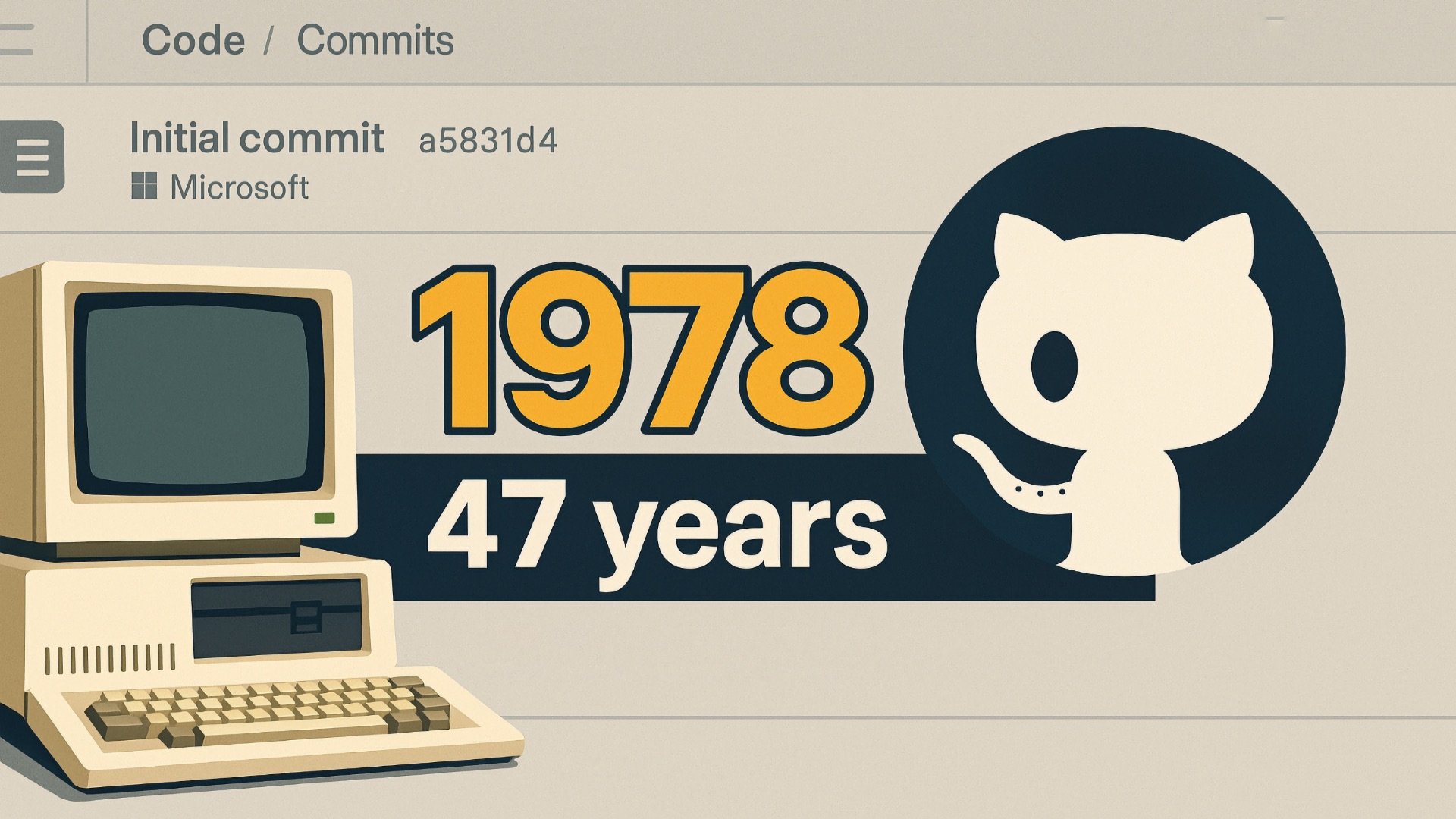 Обложка: 🔥 На GitHub появился коммит 1978 года за авторством Microsoft