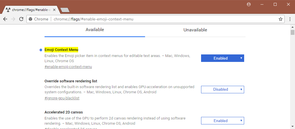 В тестовой сборке Google Chrome появилась панель с эмодзи-символами_3