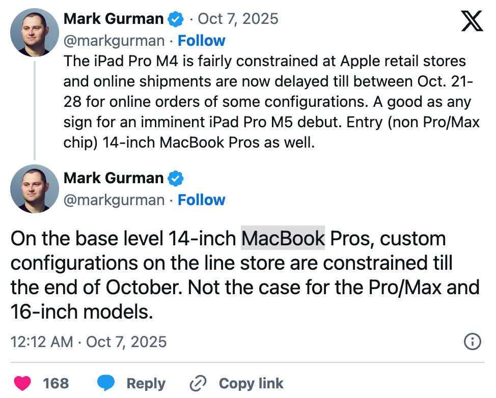 Запасы iPad Pro и MacBook Pro стремительно сокращаются — Apple готовит крупное обновление линеек_4
