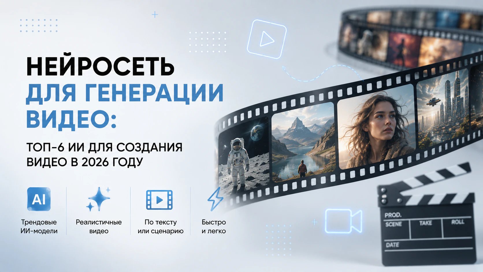 Обложка: Нейросеть для генерации видео: ТОП-6 ИИ для создания видео в 2026 году