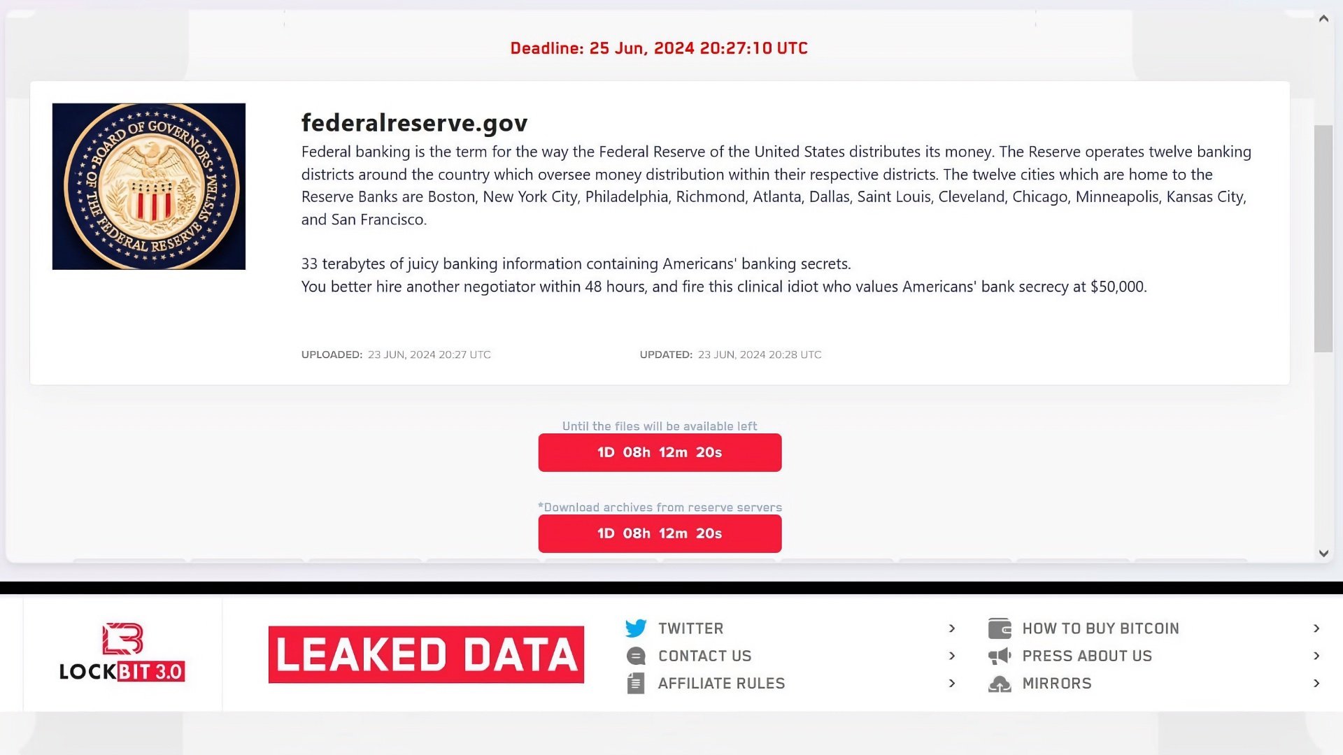 Хакеры из LockBit взломали Федеральный резерв США_3
