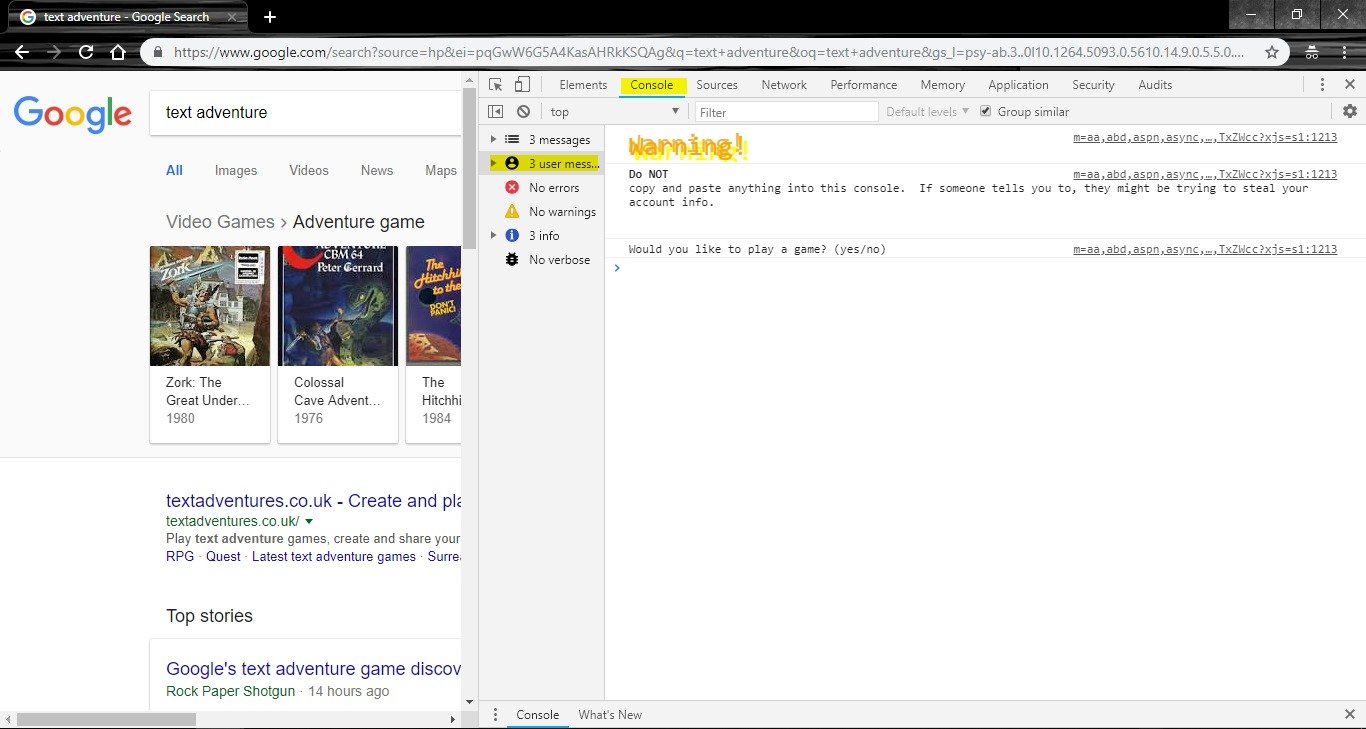 Google спрятала в поисковой выдаче текстовую игру_4