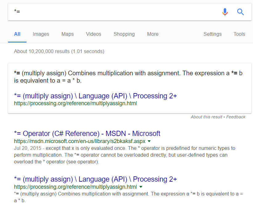 В Google теперь можно искать фразы с символами ||, === и другими программистскими обозначениями 2