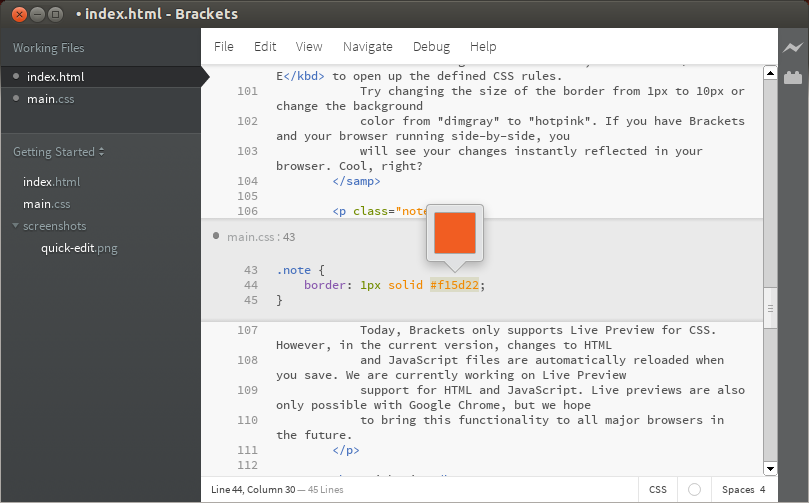 Adobe выпустила обновление редактора кода Brackets 1.11 1