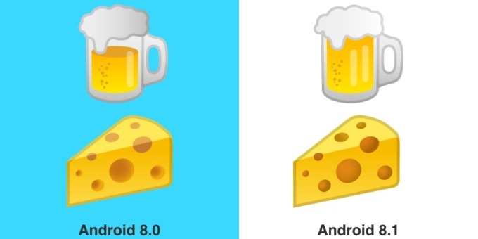 В Android 8.1 исправят эмодзи бургера и пива 1