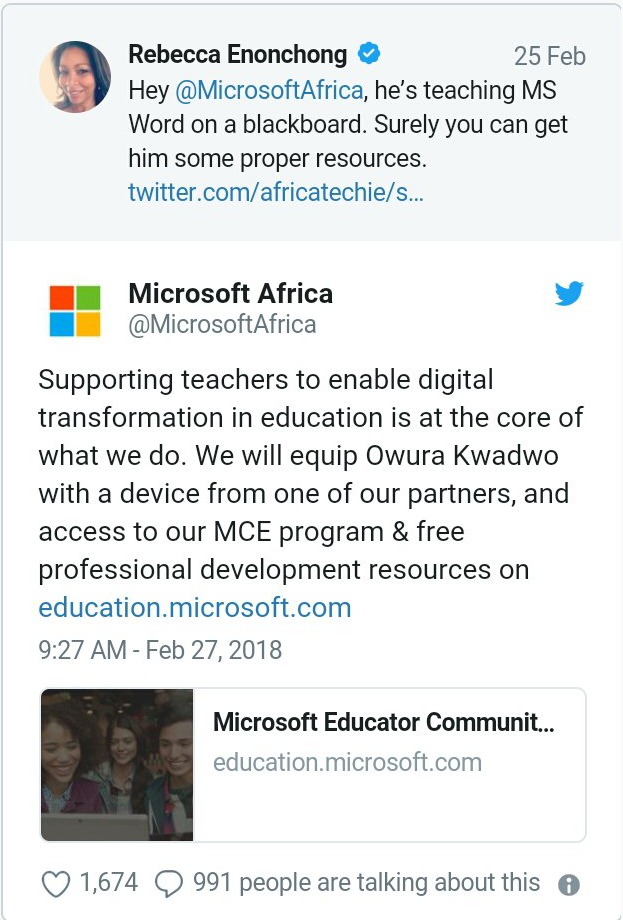 Учитель из Ганы нарисовал окно MS Word на доске и получил ноутбук от Microsoft 1