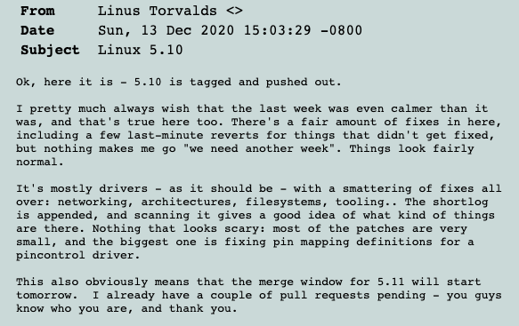 Состоялся релиз ядра Linux 5.10 с длительным сроком поддержки не менее двух лет 1