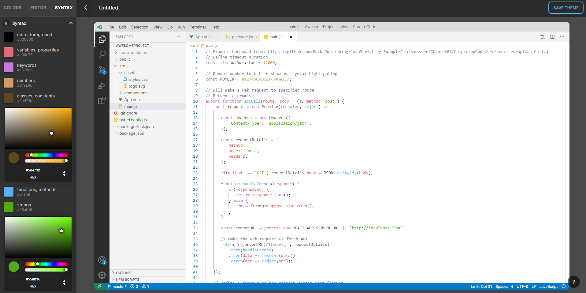 Появился сервис для быстрого и бесплатного создания своих тем для Visual Studio Code 1