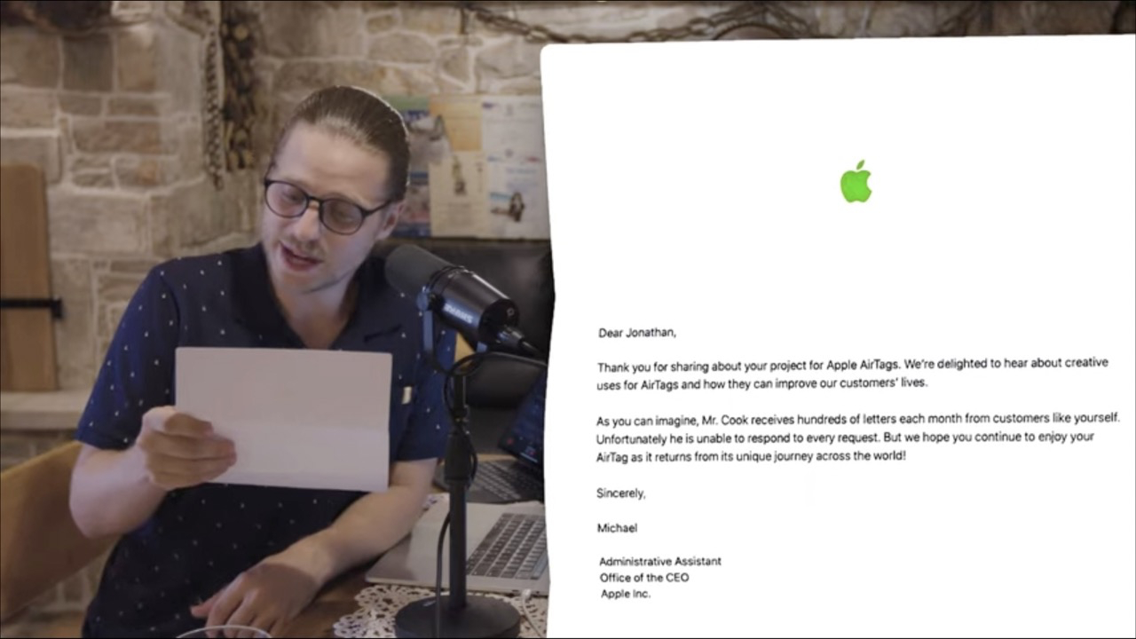 Видеоблогер отправил AirTag Тиму Куку и получил в ответ письмо от Apple. Энтузиаст следил за передвижением трекера через приложение «Локатор» 1