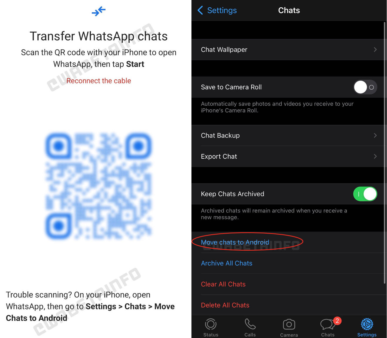 WhatsApp разрабатывает функцию переноса истории чата с iOS на Android 1