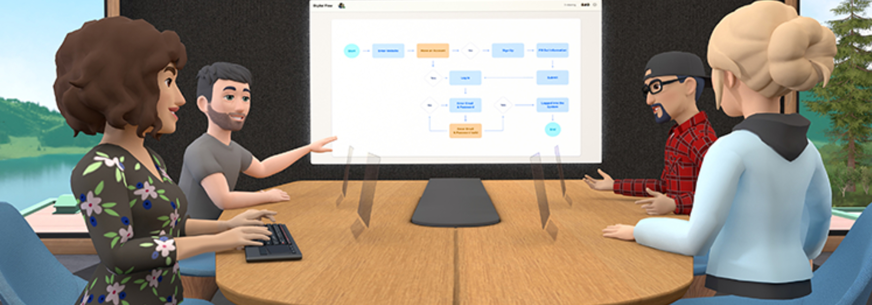 Обложка поста Horizon Workroom от Facebook позволяет бесплатно проводить встречи в виртуальной реальности. Приложение уже можно скачать