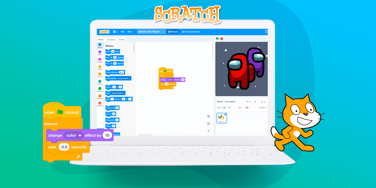 Как создать игру Among Us на Scratch. Уроки программирования для детей