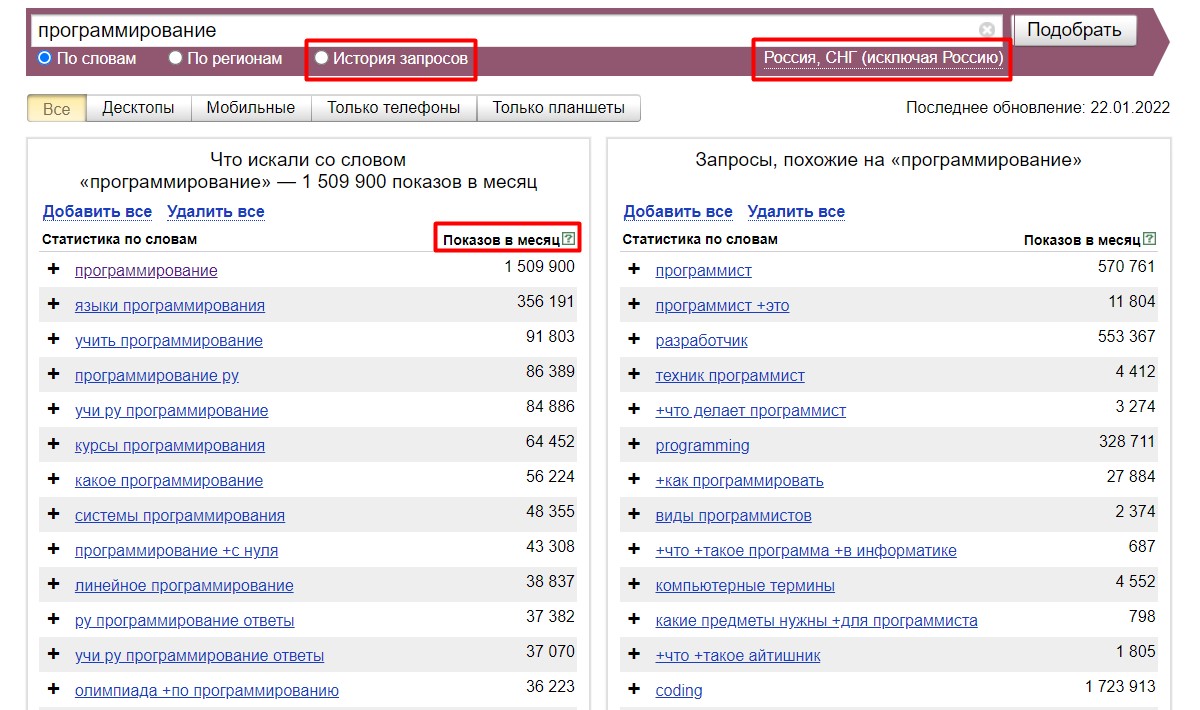 4 сервиса по составлению семантического ядра 1