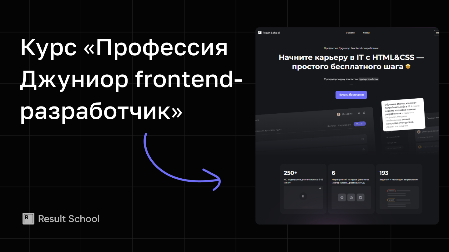 Обложка курса Курс «Профессия Джуниор Frontend-разработчик»