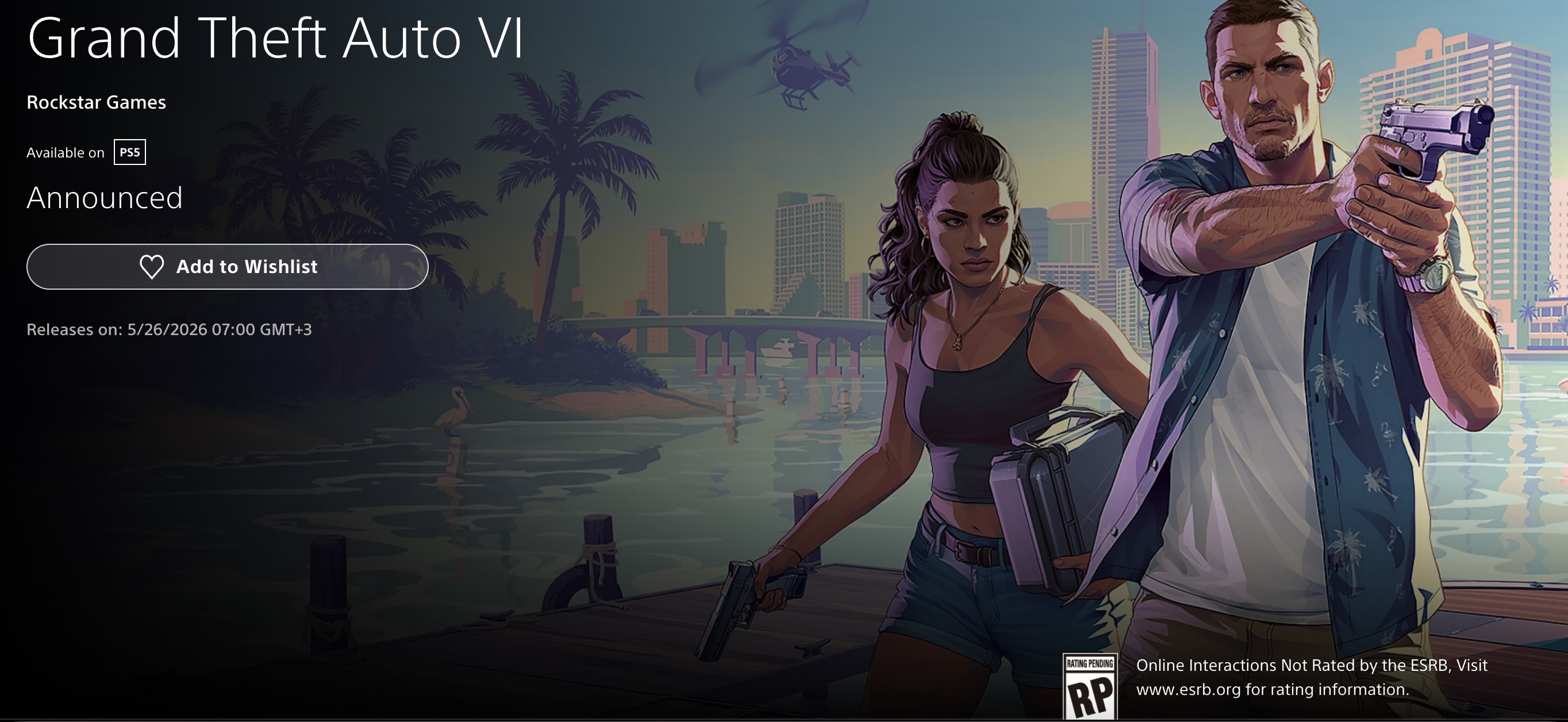 GTA 6: страница в PlayStation Store обновилась — релиз намечен на 26 мая 2026 года, предзаказы, похоже, уже близко