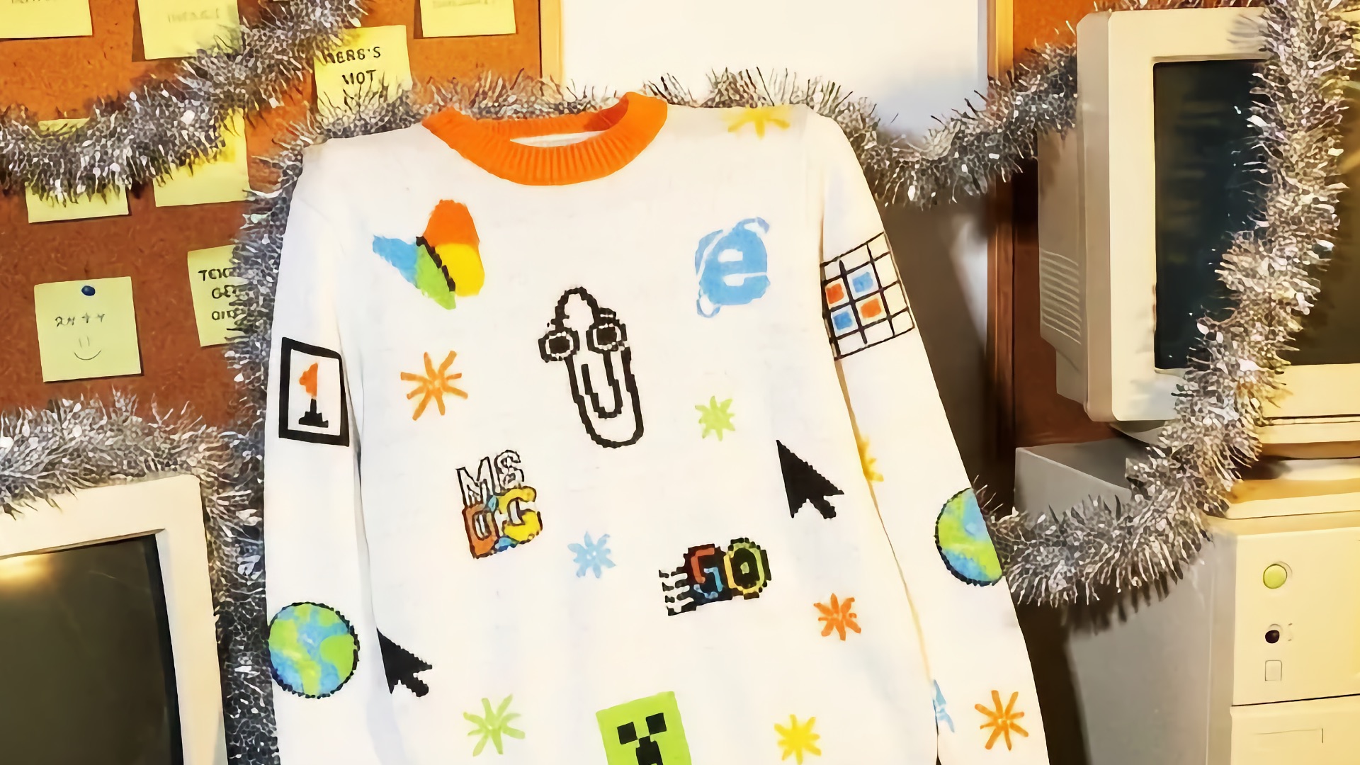 Microsoft выпустила новые «уродливые свитеры» в тематике MS-DOS, Internet Explorer и Скрепыша