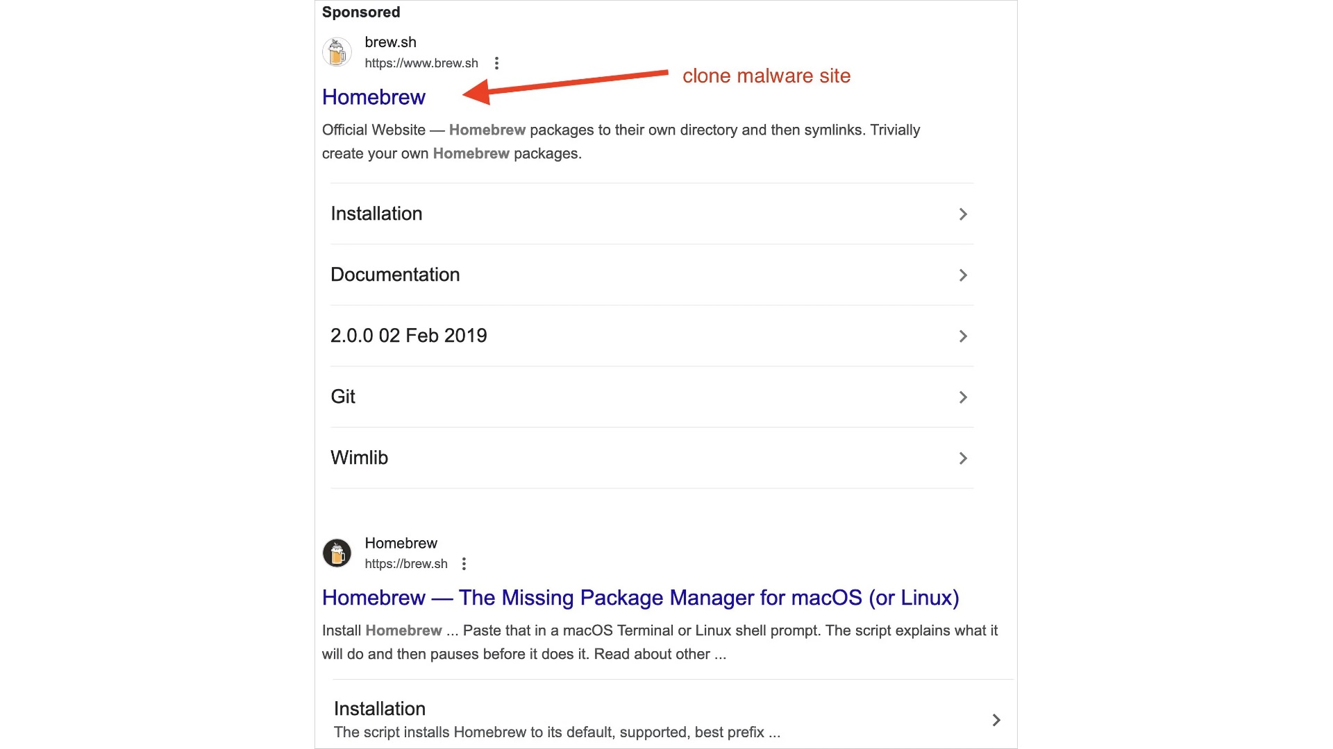 Google начал рекламировать поддельный Homebrew — популярный менеджер пакетов для macOS и Linux 1