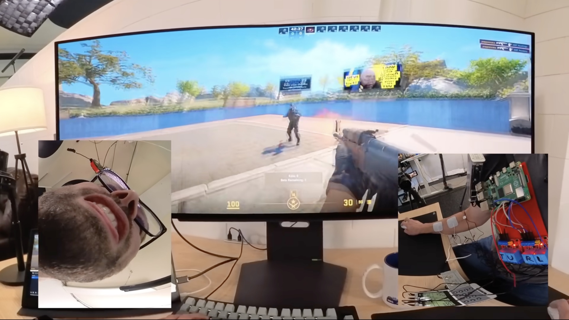 Блогер сделал аимбот в реальной жизни: с электрошоком и ИИ. Рука сама наводится на врага за 100 мс 1