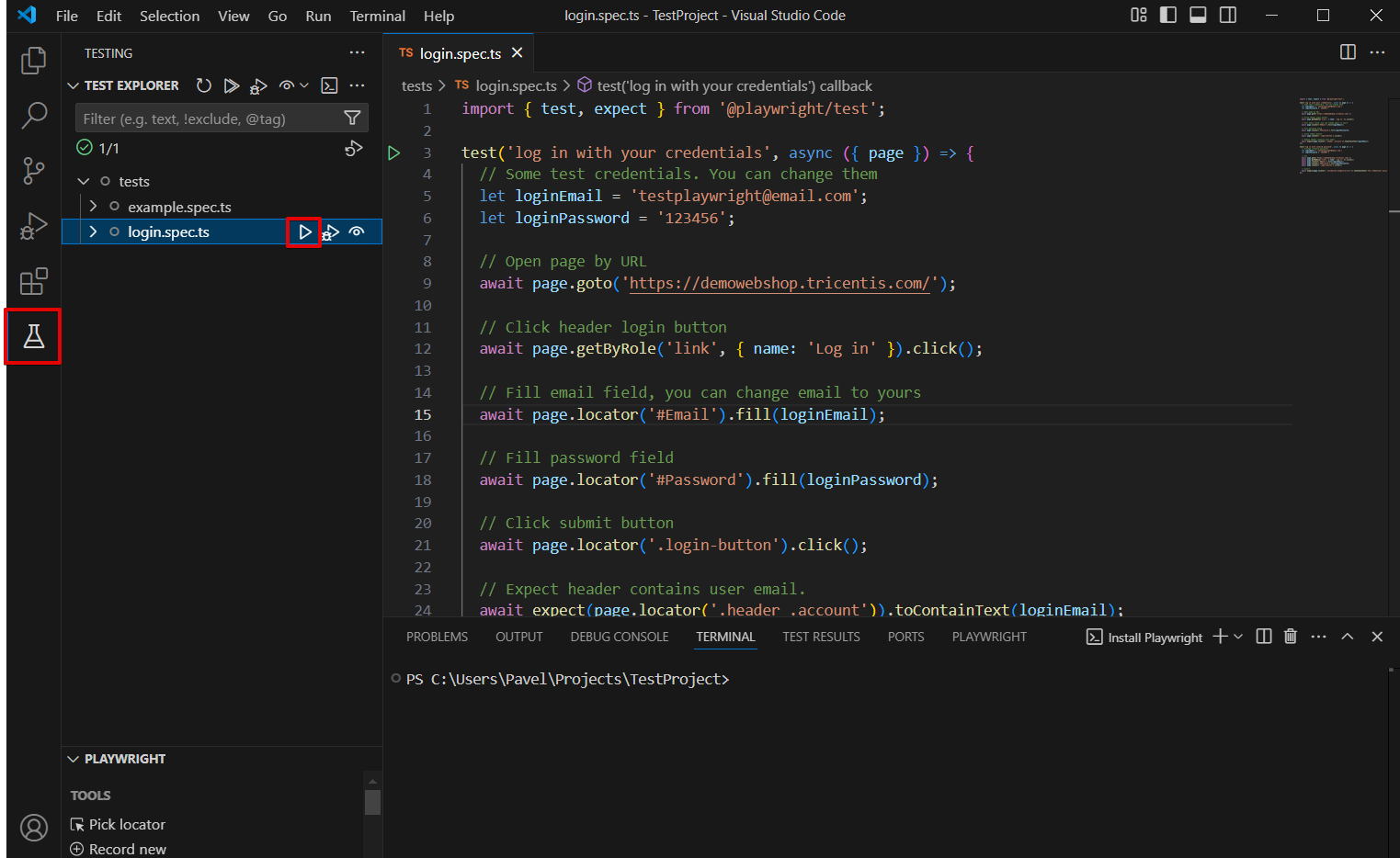 Playwright + VS Code: Установка и первый автотест за 15 минут 5