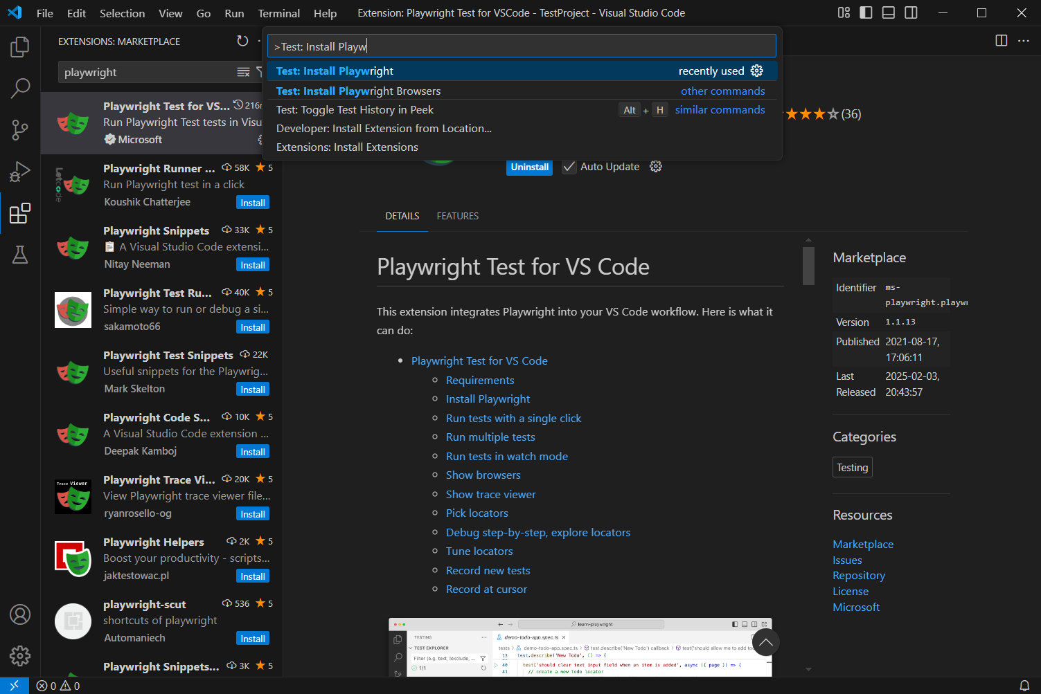 Playwright + VS Code: Установка и первый автотест за 15 минут 3