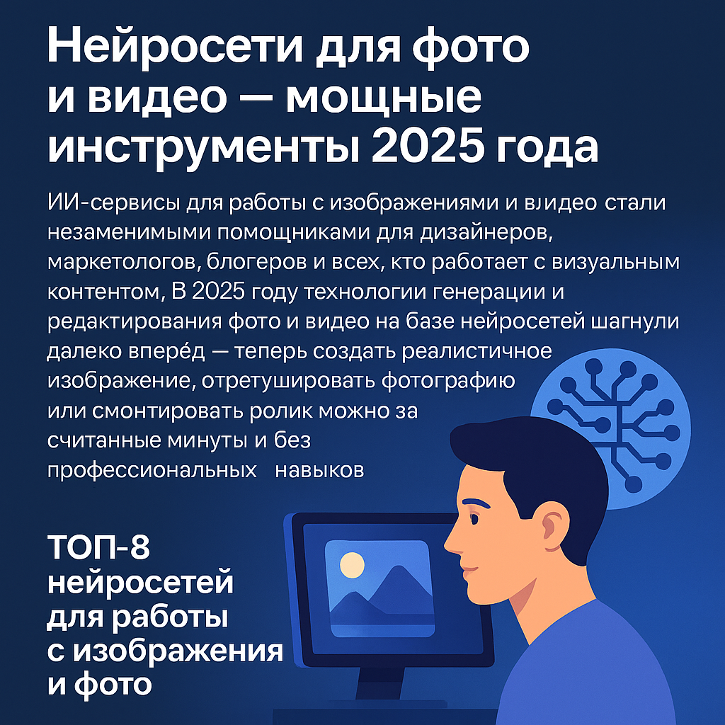 ТОП-8 нейросетей для работы с изображениями и фото, лучшие генераторы фото и видео в 2025, редактирование фото с помощью ИИ, генерация картинок по тексту 1