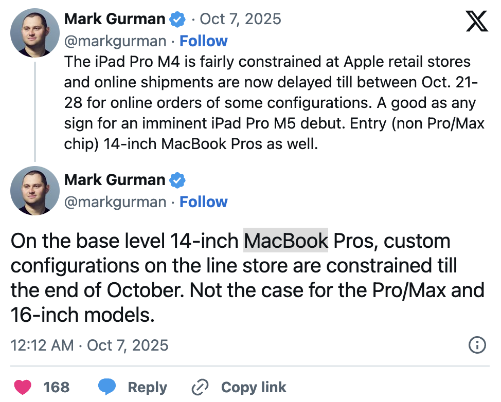 Запасы iPad Pro и MacBook Pro стремительно сокращаются — Apple готовит крупное обновление линеек 1