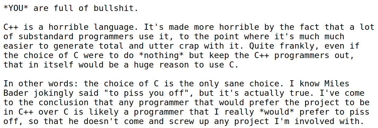 Почему Линус Торвальдс ненавидит C++ 1